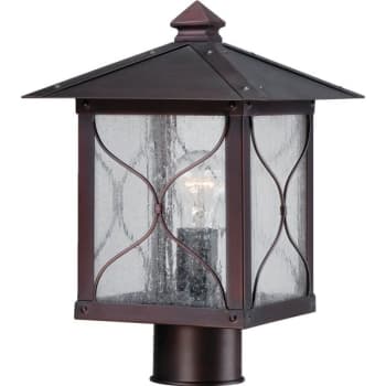 SATCO® Nuvo Classic Bronze Vega One-Light Outdoor Post Fixture, Clear Seed Glass
