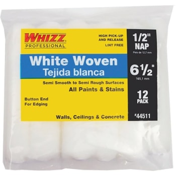 Whizz 44511 6-1/2" White Whizzflex Woven 1/2" Nap Mini Roller, Package Of 12