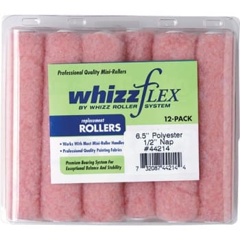 Whizz 44214 6-1/2" Pink Flex Polyester 1/2" Nap Mini Roller, Package Of 12