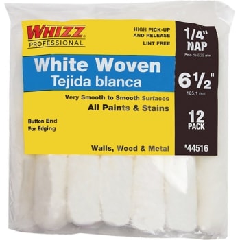 Whizz 44516 6-1/2" White Whizzflex Woven 1/4" Nap Mini Roller, Package Of 12