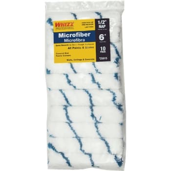 Whizz 25615 6" Microfiber Blue Stripe 1/2" Nap Mini Roller, Package Of 10
