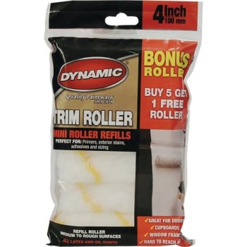 Image for Dynamic 4" x 1/2" (100mm x 12mm)Yellow Stripe Mini Roller, Package Of 6 from HD Supply