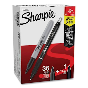 Image for Sharpie Fine Tip Permanent Marker W/1 Bonus S-Gel 0.7 Mm Black Ink Package Of 36 from HD Supply