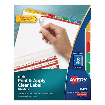 Image for Avery Print Index Maker Clear Label Dividr 8-Tab Color 11x8.5 White Package Of 5 from HD Supply