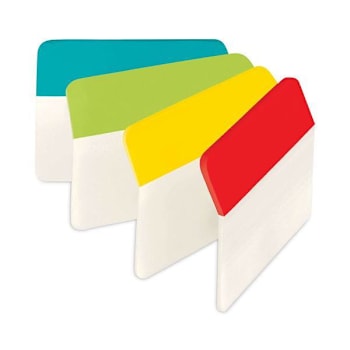 2" Plain Solid Color Angled Tabs, 1/5-Cut, Assorted Colors, 2" Wide, 24/Pack