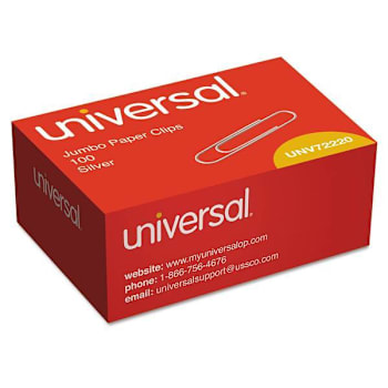 Universal Paper Clips Jumbo Smooth Silver Package Of 100