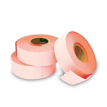 Garvey Two-Line Pricemarker Labels 0.44x0.81 Fluorescent Red Package Of 3