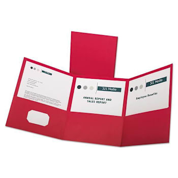 Image for Oxford Tri-Fold Folder W/3 Pockets 150-Sheet Capacity 11x8.5 Red Package Of 20 from HD Supply