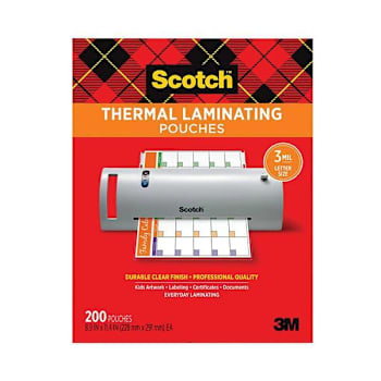 Scotch Laminating Pouches 3 Mil 9"X11.5" Gloss Clear Package Of 200