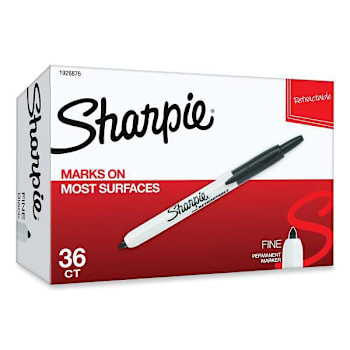 Sharpie Retractable Permanent Marker Fine Bullet Tip Black Package Of 36