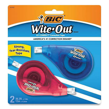 Bic Wite-Out Ez Correct Correction Tape Randomly Assorted Colors Package Of 2