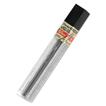 Pentel Super Hi-Polymer Lead Refills 0.5 Mm H Black Package Of 12