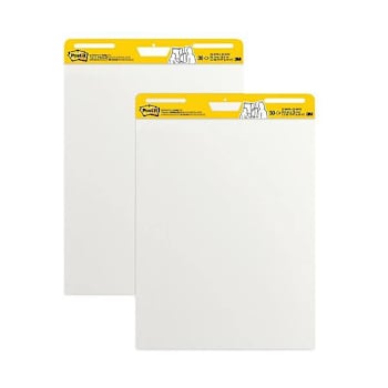 Vertical-Orientation Self-Stick Easel Pads, Unruled, 25 X 30, White, 30 Sheets, 2/Carton