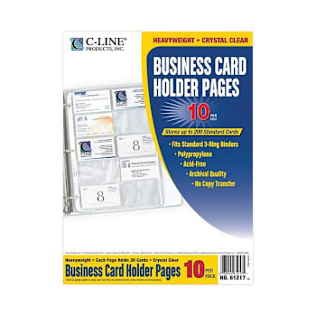 Image for C-Line Business Card Binder Pages For 2x3.5 Cards Clear Package Of 10 from HD Supply