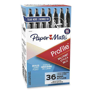 Image for Paper Mate Ballpoint Pen Retractable Bold 1.4 Mm Black Ink/Barrel Package Of 36 from HD Supply