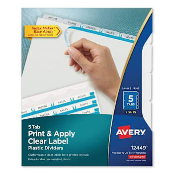 Image for Avery Print Index Maker Dividers Printable Label 5-Tab 11x8.5 Frost Package Of 5 from HD Supply