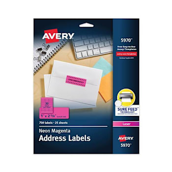 Image for Avery High-Visibility Permanent Lasr ID Label 1x2.63 Neon Magenta Package Of 750 from HD Supply