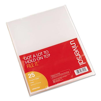 Image for Universal Project Folders Letter Size Clear Package Of 25 from HD Supply