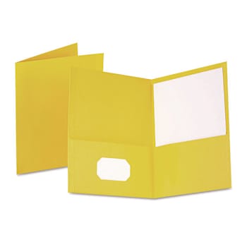 Image for Oxford Twin-Pocket Folder Emboss Leather Grain Paper 11x8.5 Yellow Package Of 25 from HD Supply