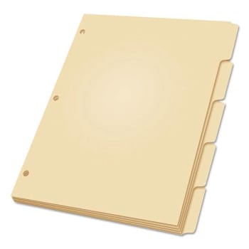 Write-On Tab Dividers, 5-Tab, 11 X 8.5, Manila, 20 Sets