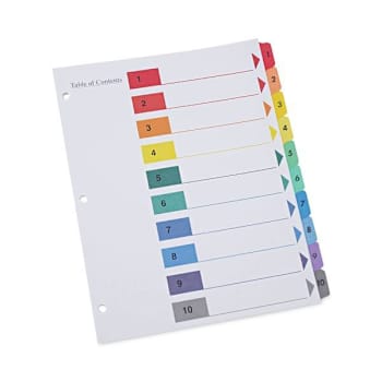 Image for Universal Table Of Content Divider For Printer 10-Tab 11x8.5 Wht Package Of 6 from HD Supply