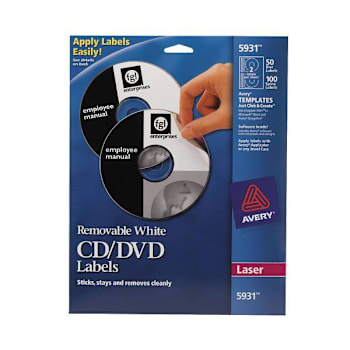 Avery Laser Cd Labels Matte White Package Of 50