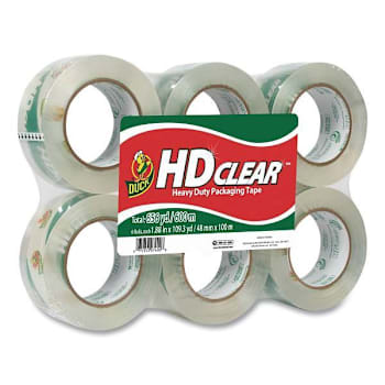 Image for Duck Heavy-Duty Carton Packaging Tape 3" Core 1.88"X109.3 Yds Clear Package Of 6 from HD Supply