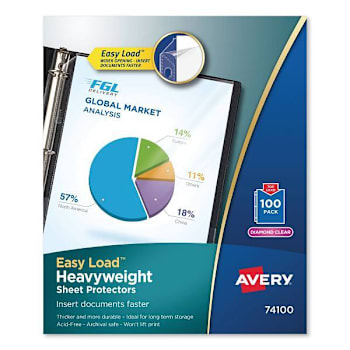 Avery Top-Load Sheet Protectors Heavy Gauge Letter Diamond Clear Package Of 100