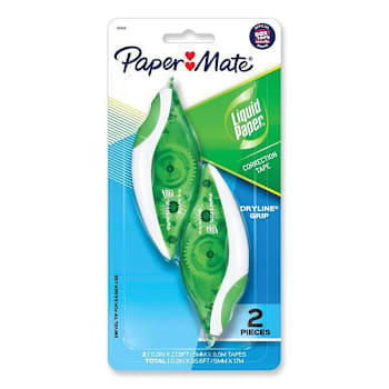 Image for Paper Mate Dryline Grip Correction Tape Gray/Green Applicator Package Of 2 from HD Supply
