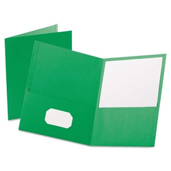Oxford Twin-Pocket Folder Emboss Leather Grain 11x8.5 Light Green Package Of 25