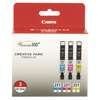 Image for Canon Cli-251xl Chromalife100+ Yld Ink 695 Pg Cyan/Magenta/Yellow Package Of 3 from HD Supply