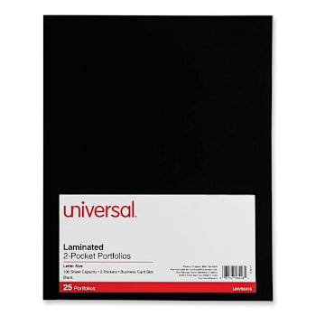 Image for Universal Laminated 2 Pocket Folder Cardboard Paper 11x8.5 Black Package Of 25 from HD Supply
