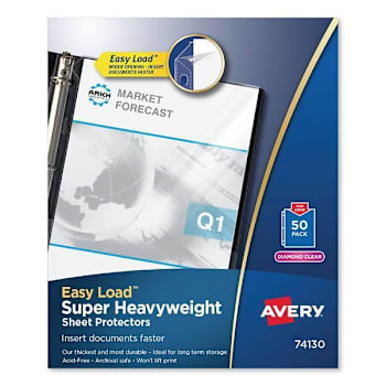 Avery Top-Load Sheet Protector Heavy Gauge Letter Diamond Clear Package Of 50