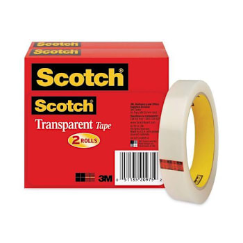 Image for Scotch Transparent Tape 3" Core 0.75"X72 Yds Transparent Package Of 2 from HD Supply
