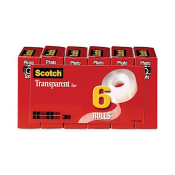 Scotch Transparent Tape 1" Core 0.75"X36 Yds Transparent Package Of 6