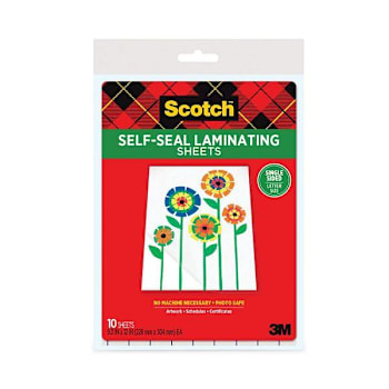 Scotch Self-Sealing Laminate Sheets 6 Mil 9.06"X11.63" Gloss Clear Package Of 10