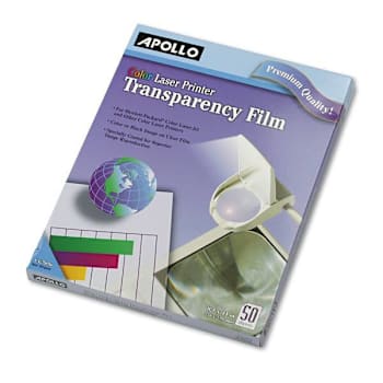 Image for Apollo Color Laser Transparency Film 8.5x11 Package Of 50 from HD Supply