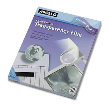 Apollo Laser Transparency Film 8.5x11 Black On Clear Package Of 50