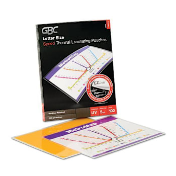Gbc Ezuse Thermal Laminating Pouches 5 Mil 9"X11.5" Gloss Clear Package Of 100