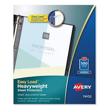 Avery Top-Load Poly Sheet Protectors Heavy Gauge Letter Nonglare Package Of 100