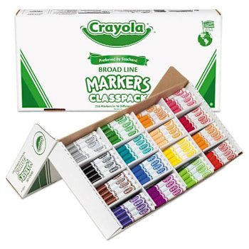 Image for Crayola Non-Washable Marker Broad Bullet Tip Asst Classic Colors Package Of 256 from HD Supply