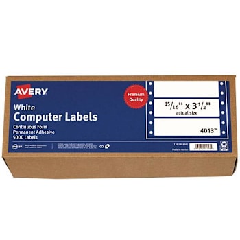 Image for Avery Dot Matrix Printer Mailing Labels Pin-Fed 0.94x3.5 White Package Of 5000 from HD Supply