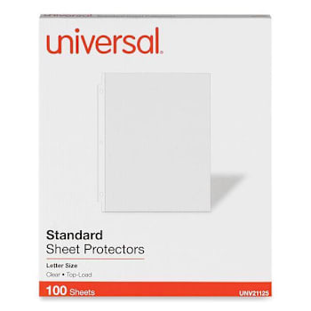 Universal Top-Load Poly Sheet Protectors Standard Letter Clear Package Of 100