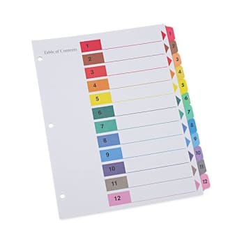 Universal Table Of Contents Dividers For Printers 12-Tab 11x8.5 White Package Of 6