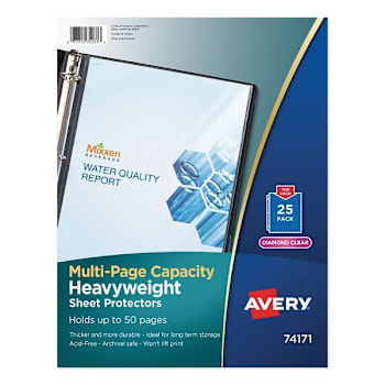 Avery Multi-Page Top-Load Sheet Protector Heavy Gauge Letter Clear Package Of 25