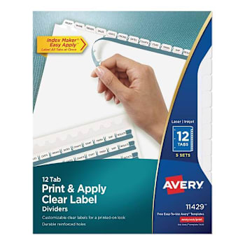 Image for Avery Print Index Maker Dividers 12-Tab White Tabs 11x8.5 Package Of 5 from HD Supply
