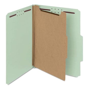 Smead Recycl Folders 2" Expansion 1 Divider 4 Fasteners Gray-Green Package Of 10