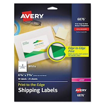 Image for Avery Vibrant Laser Color-Print Label W/ Sure Feed 4.75x7.75 White Package Of 50 from HD Supply