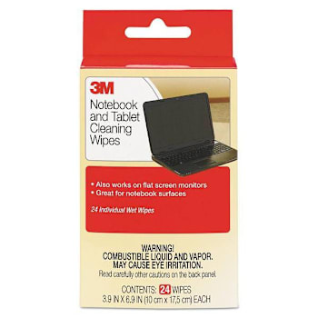 Image for 3M Notebook Screen Cleaning Wet Wipes 1-Ply 7x4 Unscented White Package Of 24 from HD Supply