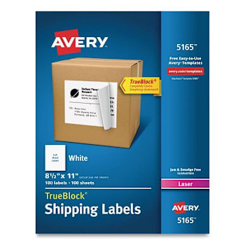 Image for Avery Labels W/Trueblock-Laser Printers 8.5x11 White Package Of 100 from HD Supply